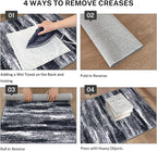 Lansny Modern Abstract Runner Rug 2x6, Black Grey Washable Entryway Runner Non-Slip Soft Hallway Rug Runner Thin Print Faux Wool Carpet for Kitchen Bedroom Laundry Room Indoor