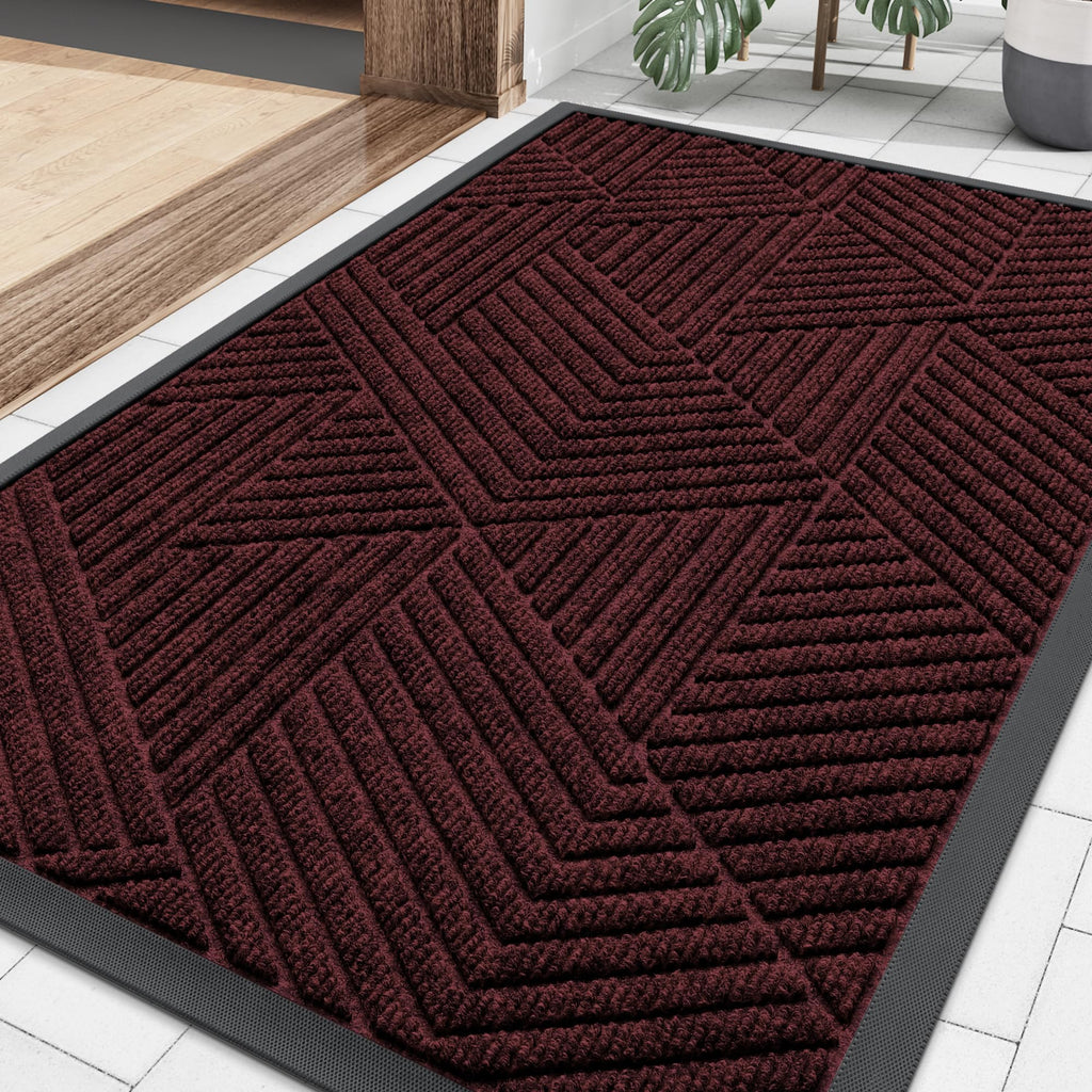 Smiry Front Door Mat Outside Entrance, Low Profile Rubber Doormat, 35x23