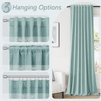 Guken 100% Blackout Linen Curtains 120 Inch Length 2 Panels Set for Living Room Bedroom Back Tab Thermal Insulated Black Out Linen Drapes Room Darkening Window Curtains,Light Blue