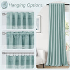 Guken Light Blue 100% Blackout Linen Curtains 108 Inch Length 2 Panels Set for Living Room Bedroom Back Tab/Rod Pocket Thermal Insulated Black Out Drapes Room Darkening Farmhouse Window Curtains