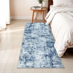 2x5 Washable Runner Rug for Hallway: Non Slip Entryway Runners Rugs Easy-to-Clean - Soft Living Room Bedroom Carpet - Thin Low Pile Floor Mat for Dining Room Blue