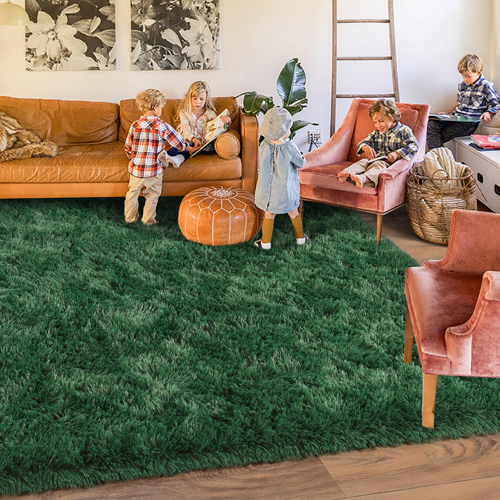 Quntue Rugs for Living Room 6x9, Soft Shaggy Modern Shag Area Rug for Bedroom, Upgrade Non-Slip Plush Fluffy Carpet for Kids Boys Girls Room Home Decor Aesthetic, Dark Grey