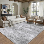 PureCozy 5x7 Grey Area Rug Washable Non Slip Modern Abstract Living Room Carpet Neutral Low Pile Soft Gray Bedroom Contemporary Throw Rug Indoor for Kitchen Office Laundry Dining Room