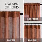 MIULEE Burnt Orange Linen Curtains 84 Inch Length for Bedroom Living Room, Soft Thick Linen Textured Window Drapes Terracotta Rust Boho Fall Decor Semi Sheer Light Filtering Back Tab 2 Panels