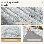 Washable Area Rug 8x10, Large Soft Rugs for Living Room Farmhouse Vintage Gray Area Rugs for Bedroom Dining Room Non-Slip Stain Resistant Under Table Rug Grey