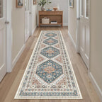 Madane Runner Rug 2x8, Washable Hallway Runner Rugs, Non-Slip Low-Pile Soft Kitchen Rug Runner Laundry Room Rug, Vintage Throw Entry Foyer Mat for Entrance Living Room (Navy Blue, 2 x 8)