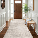 Hallway 4x10 Washable Runner Rug:Stain Resistant Abstract Rug for Kitchen Entryway Farmhouse Soft Carpet for Bathroom Bedroom Thin Laudry Living Room Floor Mat with Non Slip Backing(4x10,Beige/Cream)