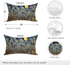 Rustic William Morris Night Forest Moon Decor Pillow Covers 12x20,Vintage Dark Gold Botanical Nature Landscape Decorative Throw Pillow Covers for Home Bedroom Living Room