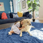 OLANLY 2x3 Machine Washable Small Bedside Rug, Soft Fluffy Shaggy Entryway Throw Rugs for Bedroom, Living Room, Indoor Floor Carpet for Kids Girls and Boys, Home Decor Aesthetic, Blue