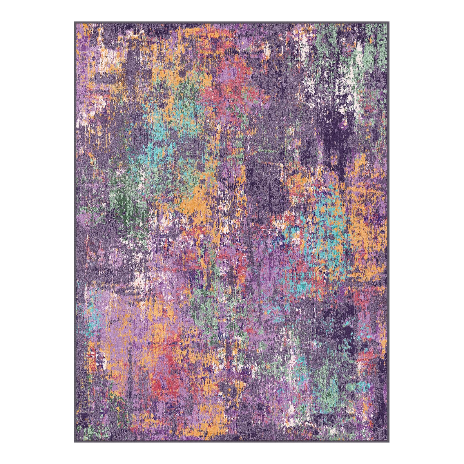 RELEANY Washable 2'x3' Abstract Area Rug for Living Room Purple Multi