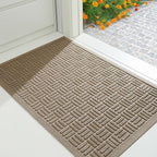 Mibao Front Door Mat Indoor Outdoor Entrance, Dirt Trapping Waterproof All-Season, All-Weather Doormat, Non-Slip Durable Natural Rubber Low Profile Easy Clean Patio Entrance Mat, 47" x 31.5", Beige