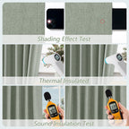 Guken 100% Blackout Curtains 96 Inch Length 2 Panels Set for Living Room Bedroom Back Tab Thermal Insulated Black Out Linen Drapes Room Darkening Window Curtains 96 Inches Long,Desert Sage