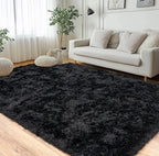 Pionblank Super Fluffy Area Rug for Living Room 5x7 Feet, Modern Indoor Shaggy Carpet, Soft Plush Non Slip Rugs for Bedroom Kids Room Cloakroom Home Decor, Black