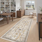 Madane Hallway Runner 3x8, Kitchen Rugs Washable Entry Rug, Brown/Gold