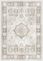 8x10 Rug - Cream & Grey Area Rug - Foldable Non Slip Vintage Rugs for Living Room - Modern Area Rugs 8x10 - Boho Living Room Rugs for Bedroom Dining Room, Distressed Pattern Carpet