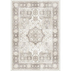 8x10 Rug Cream & Grey Foldable Area Rugs Distressed Pattern Carpet