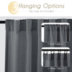 Jolilight Dark Gray Curtains for Living Room Back Tab Modern Farmhouse Semi Sheer Gray Curtains 90 inches Long 2 Panels Set Muted Neutral Window Curtain for Dining Room Bedroom 52x90