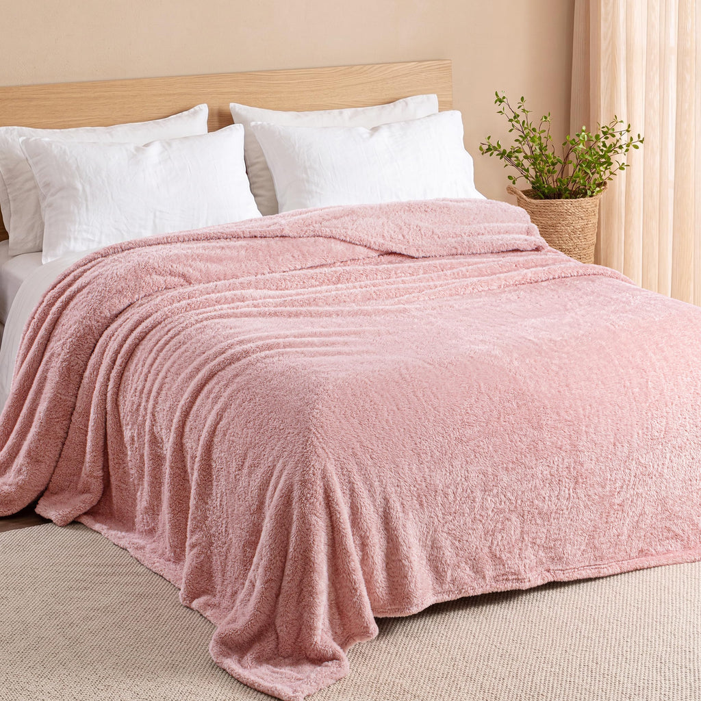 Exclusivo Mezcla Fuzzy Plush Fleece Bed Blanket Twin XL Size, Light Grey