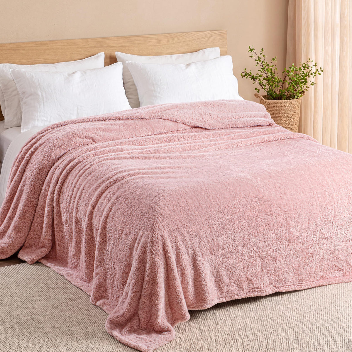 Exclusivo Mezcla Fuzzy Plush Fleece Bed Blanket Twin XL Size, Light Grey