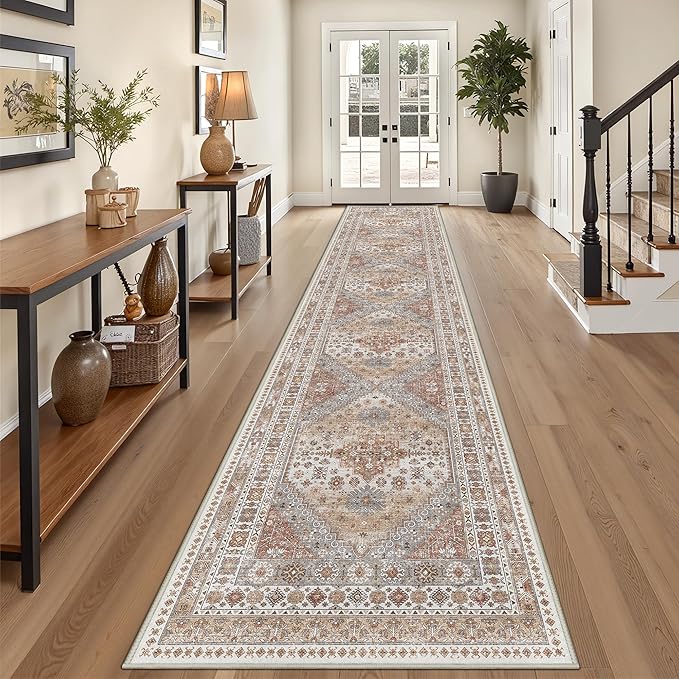 Restydon 3x14 Long Runner Rugs for Hallway Vintage Washable Rug, Orange