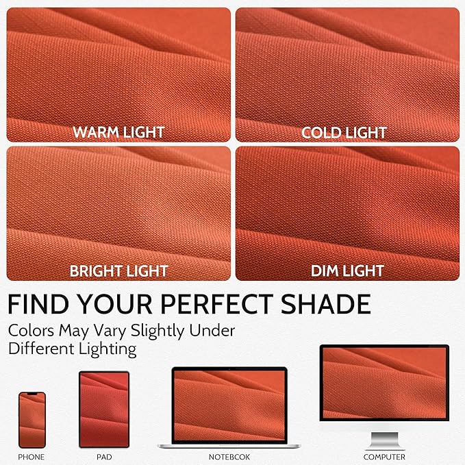 Extra Long Curtain Bright Orange Morden Linen Blend Light Filtering Back Tab Curtains for Long Winodws 120 Inches Length, Semi Sheer Privacy Drapes for Living Room, 52x120 inch, 2 Panels
