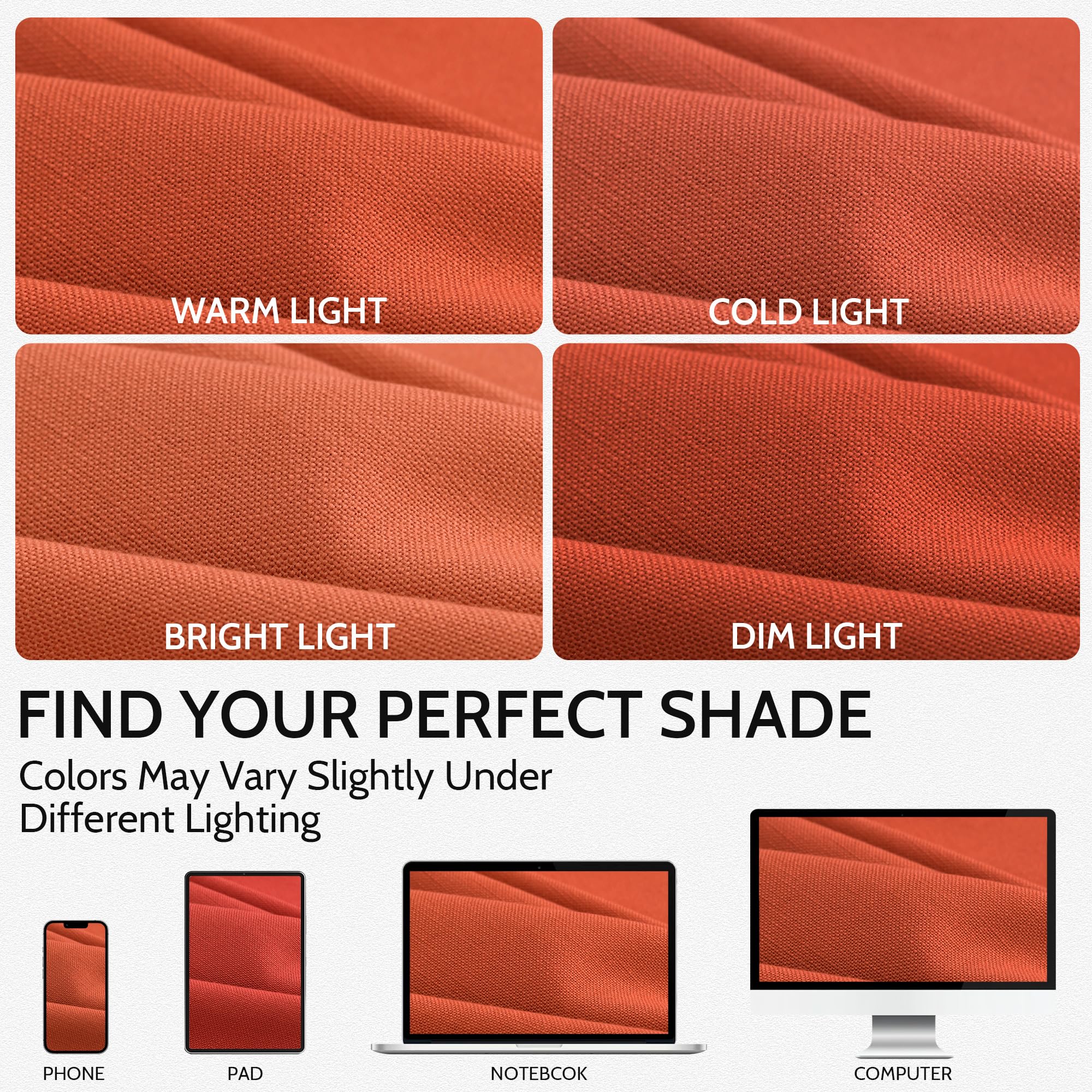 Bright Orange Curtains 63 Inches Long 2 Panel Sets for Living Room Bedroom, Light Filtering Linen Drapes for Kitchen Windows Rod Pocket or Back Tab Curtain,Semi Sheer 52x63