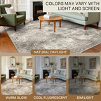 Area Rugs 9x12 for Living Room Bedroom, Modern Abstract Machine Washable Rug, Large Soft Low Pile Floor Carpet with Non Slip Backing for Dining Room, Grey