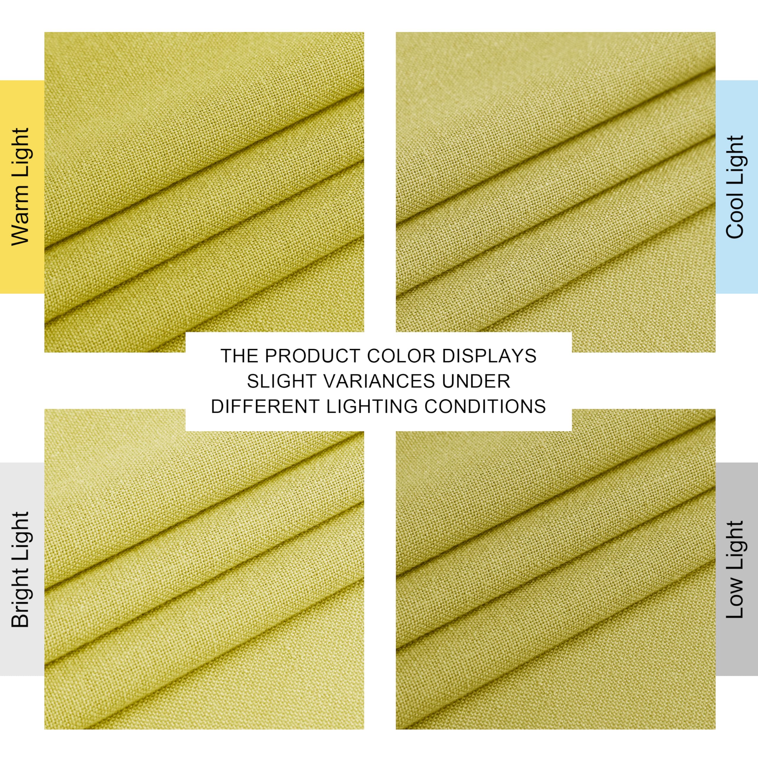 NICETOWN Bright Yellow Linen Curtains for Kitchen, Thick Flax Small Window Treatments Semi Sheer Privacy Assured with Light Through for Cafe/Bathroom, W55 x L84, 2 Panels