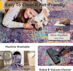 RELEANY Washable 5'x7' Abstract Area Rug for Living Room Purple Multi