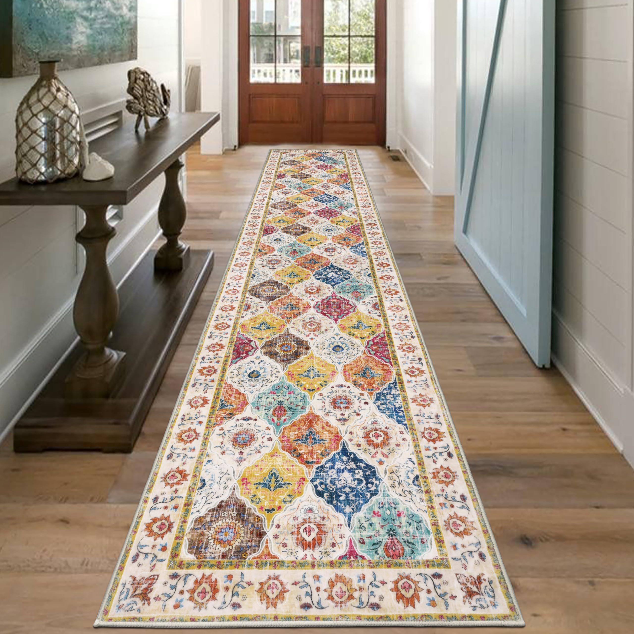 HEBE Hallway Runner Rug 2'x10', Washable Non Slip Kitchen Rug Runner
