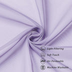 Chyhomenyc Sheer Lilac Valances for Windows 2 Pack, Small Window Curtains for Living Room Bathroom Cafe Laundry Basement, Modern Top Dual Rod Pocket Voile Curtain, 42W x 14L inches, Lilac
