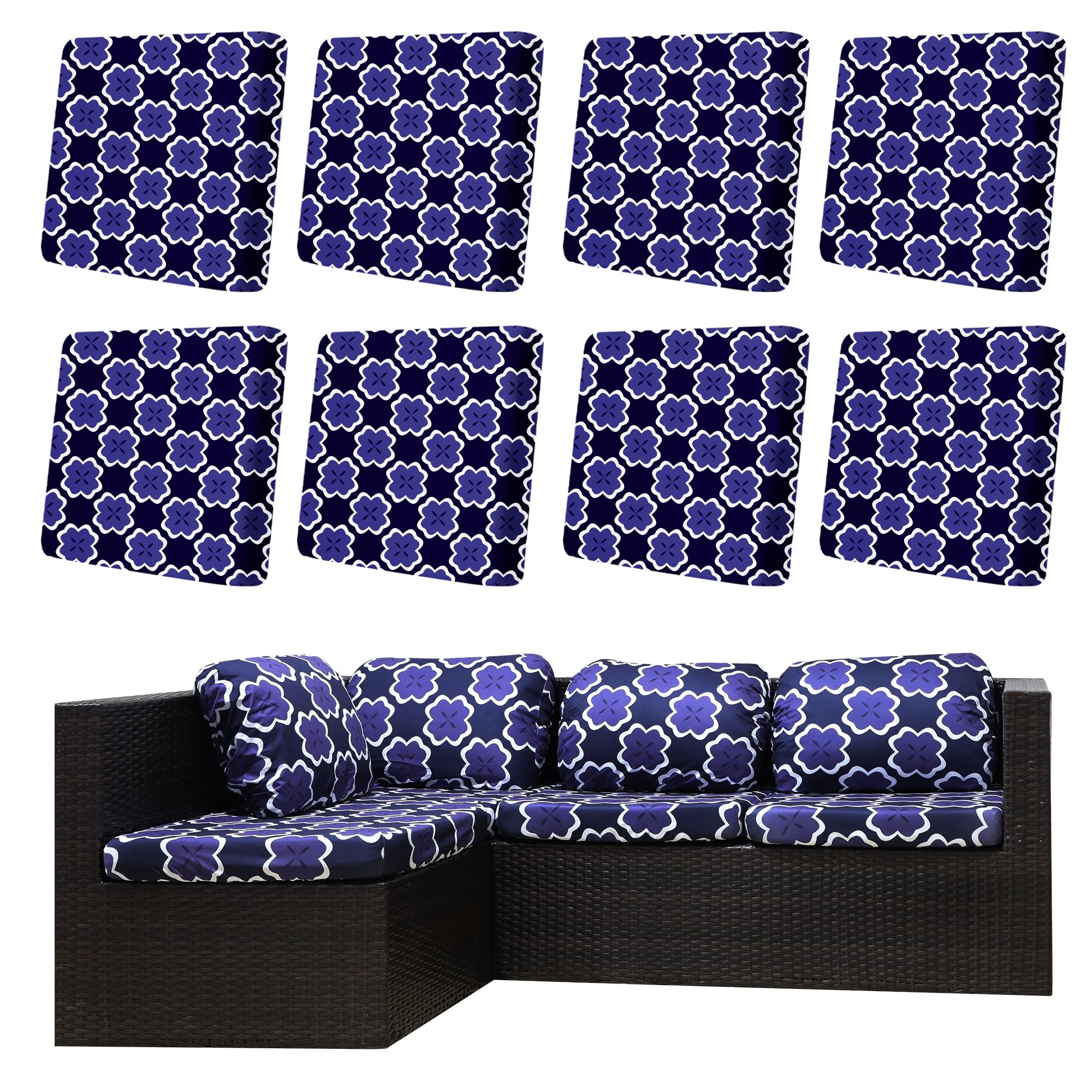 DREAHOTEXTIL 8Pcs Outdoor Cushion Covers, Elastic Patio Cushion Covers
