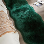 AMTOVO Faux Sheepskin Rug, Dark Green Ultra Soft Fluffy Shag Area Rug, 2 x 6 ft Faux Fur Rug for Bedroom Sofa Throw Cushion Room Decor, Sheepskin