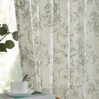 jinchan Pinch Pleated Curtains Floral Linen Blend Curtains for Living Room 96 Inches Length Green Peony Flower Printed Curtain Rod Pocket Back Tab Farmhouse Drapes with Hooks Set 2 Panels