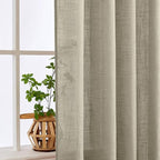 MIULEE Oatmeal Linen Curtains 72 Inch Length 2 Panels for Bedroom Living Room, Soft Thick Linen Textured Natural Window Drapes Semi Sheer Light Filtering Back Tab Rod Pocket Burlap Look Decor
