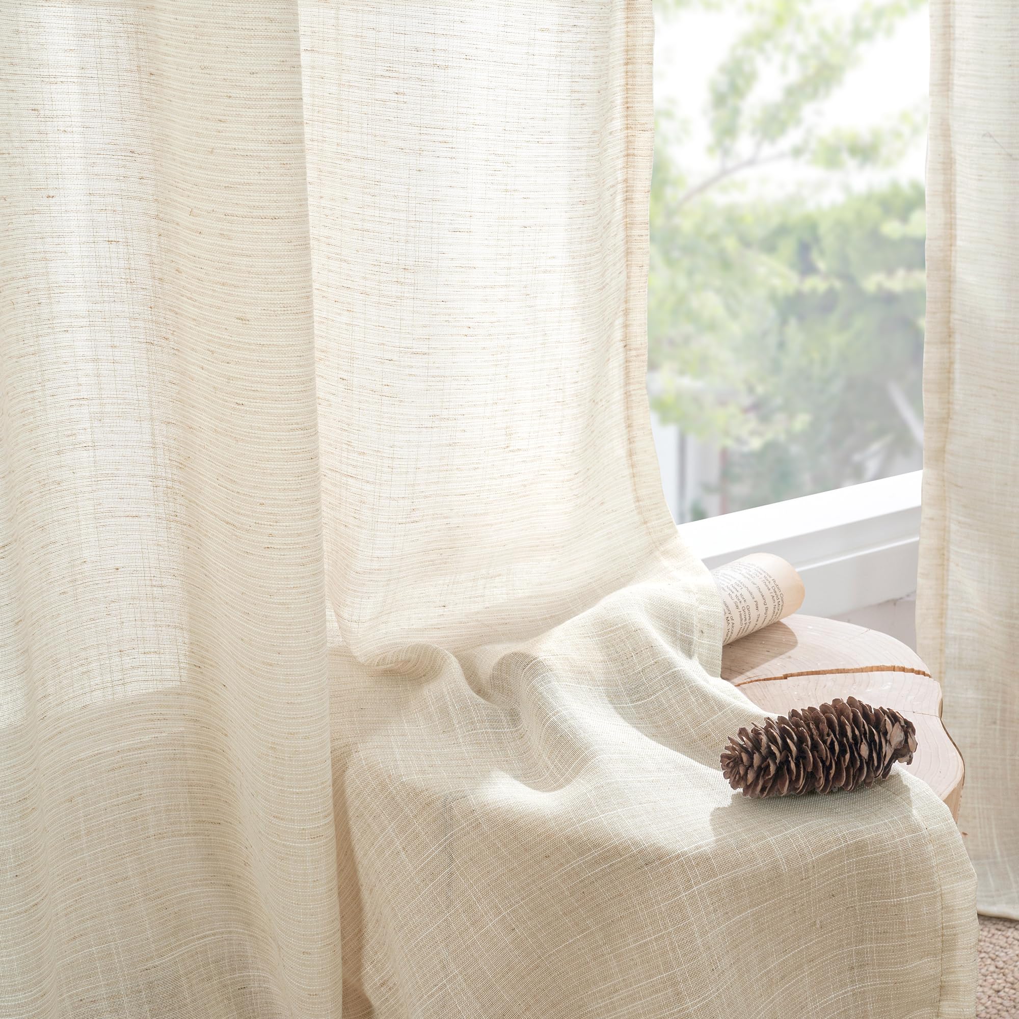 BGment Linen Kitchen Window Curtains Over Sink, 36 Inch Length Cafe Drapes