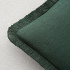 MIULEE Decorative Throw Pillow Covers Neutral Linen Fringe Throw Pillows Euro Shams Set of 2 Army Green Boho Farmhouse Cushion Covers for Couch Sofa Bed Living Room Home Decor 24x24 Inch