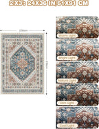 Entryway Rug - 2x3 Washable Rug Runner for Bathroom, Laundry Room, Kitchen, Soft Vintage Hallway Runner for Bedroom, Non-Slip Door Mat Indoor Entrance(Blue/Red,2'x3')