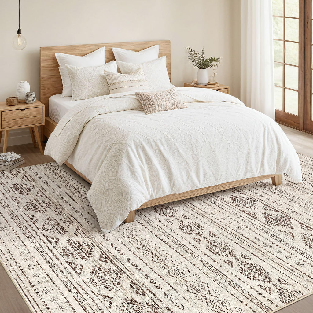 Nakagishi Boho 10x12 Area Rug Living Room Rugs Machine Washable Dark Brown