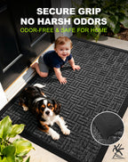 Mibao Front Door Mat Outdoor Entrance, 29.5" x 17" Heavy Duty Welcome Mat for Outdoor and Indoor, Waterproof Dirt Trapper Doormat, Super Absorbent Indoor Entryway Mat for Patio & Porch - Gray