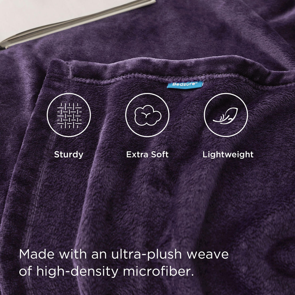Bedsure GentleSoft Fleece Bed Blankets Large Size Purple - Soft Lightweight Fuzzy Cozy Luxury Oversized King Blanket Microfiber, Room Home Decor Gifts for Women and Men, 120x120 inches