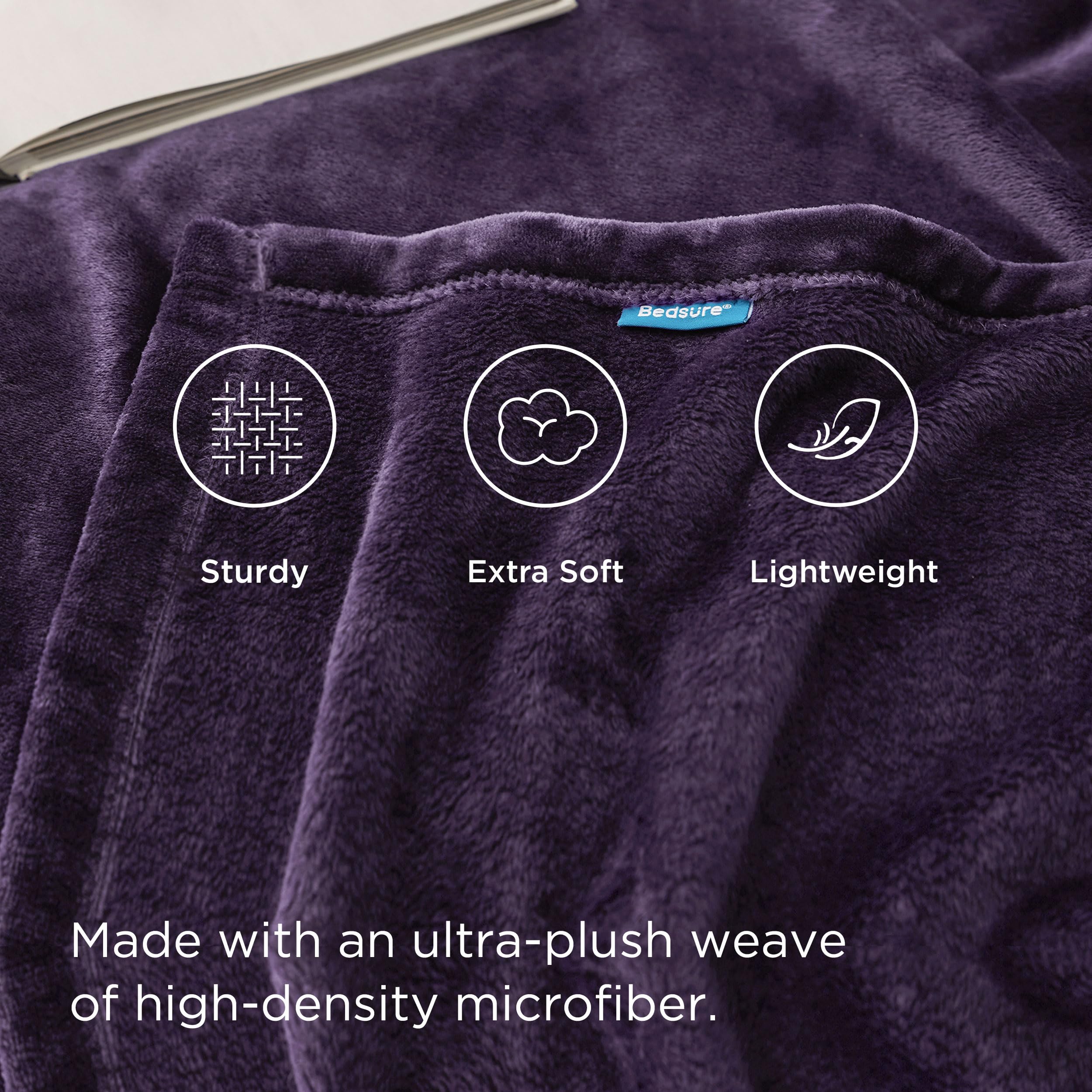 Bedsure GentleSoft Fleece Bed Blankets Large Size Purple - Soft Lightweight Fuzzy Cozy Luxury Oversized King Blanket Microfiber, Room Home Decor Gifts for Women and Men, 120x120 inches