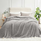 Snuggle Sac Ultra Soft Grey Bedding Blanket Twin XL, Warm Fluffy Microfiber Blankets for Bed, Living Room, Oversized Bed Blanket, Heather Dark Grey, 66x90 inches