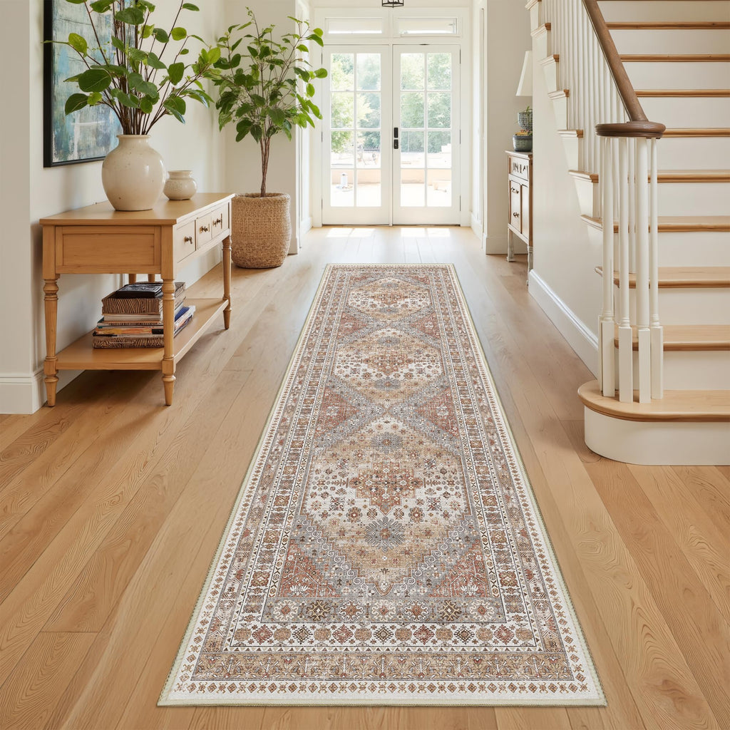 Restydon Kitchen Runner Rug Non Slip Washable Rugs 2.5x8, Orange
