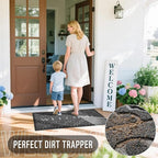Yimobra Welcome Matt Outdoor Indoor 29.5x17, All-Weather Waterproof Front Door Mat Outside Entrance, Non-Slip Low Profile Porch Patio Doormat, Dark Grey