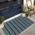 3x5 Striped Entry Rug - Small Washable Indoor Outdoor Mats for Front Door Non-Slip Porch Rug Navy Blue Coastal Throw Rugs for Bedroom Entryway Kitchen Office Welcome Layer Doormat Decor