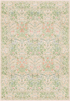 Light Green Bedroom Rug, 7x10 Washable Area Rug Non-Slip for Living Room, Nursery, Kids Room, Dining Room, Vintage Beige Botanical Low Pile Soft Carpet Fade Resistance