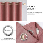 MIULEE 100% Blackout Linen Curtains for Bedroom 52x84 Inches Dusty Rose