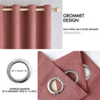 MIULEE 100% Blackout Linen Curtains for Bedroom 52x54 Inches Dusty Rose