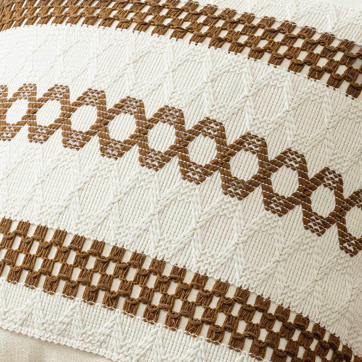 MIULEE Set of 2 Coco Brown Boho Decorative Pillow Covers 18x18 Inch